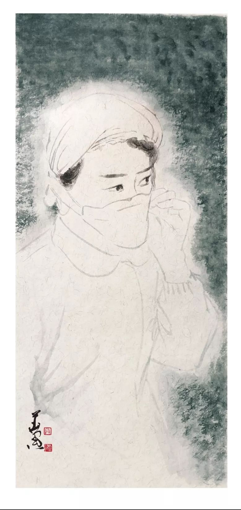 殷华峰《白衣天使》 国画.jpg