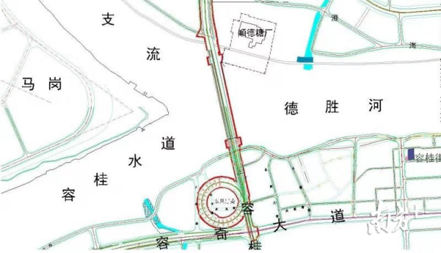 大桥位置规划图。 大桥位置规划图。