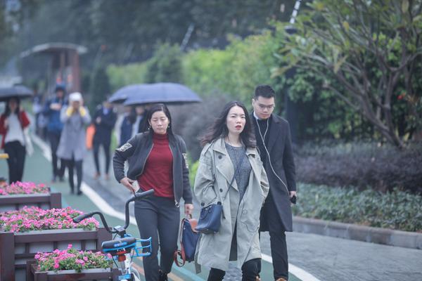 2019年12月30日早晨，南海桂城海七路上，天下起了蒙蒙细雨，市民或撑伞出行或快步疾走躲雨。佛山日报记者 王伟楠摄
