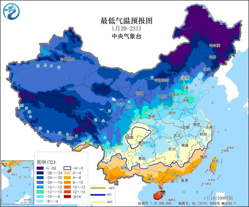 1月23日前后最低气温0℃线将南压至华南北部一带。.jpg