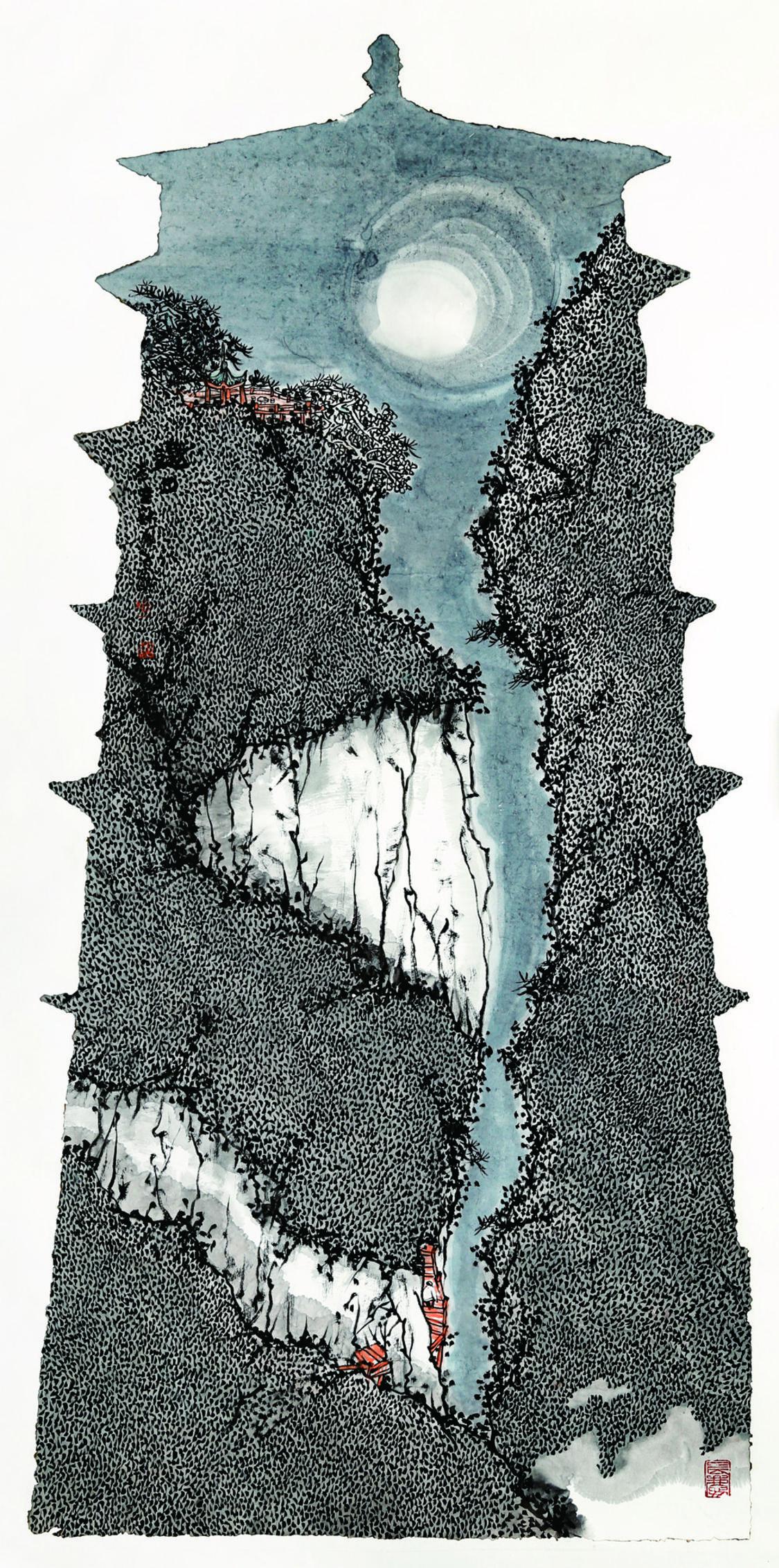 09梁腾--邀月(国画)--138×69cm.jpg