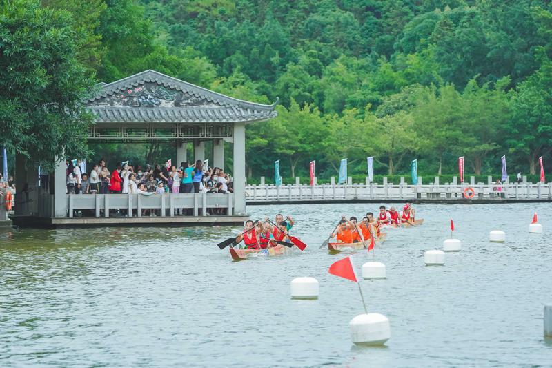 6月3日,2022年南海西樵山锦龙盛会在西樵山天湖公园举行,时隔多年再现“半山扒龙船”的盛况。佛山日报记者王伟楠摄 (8)