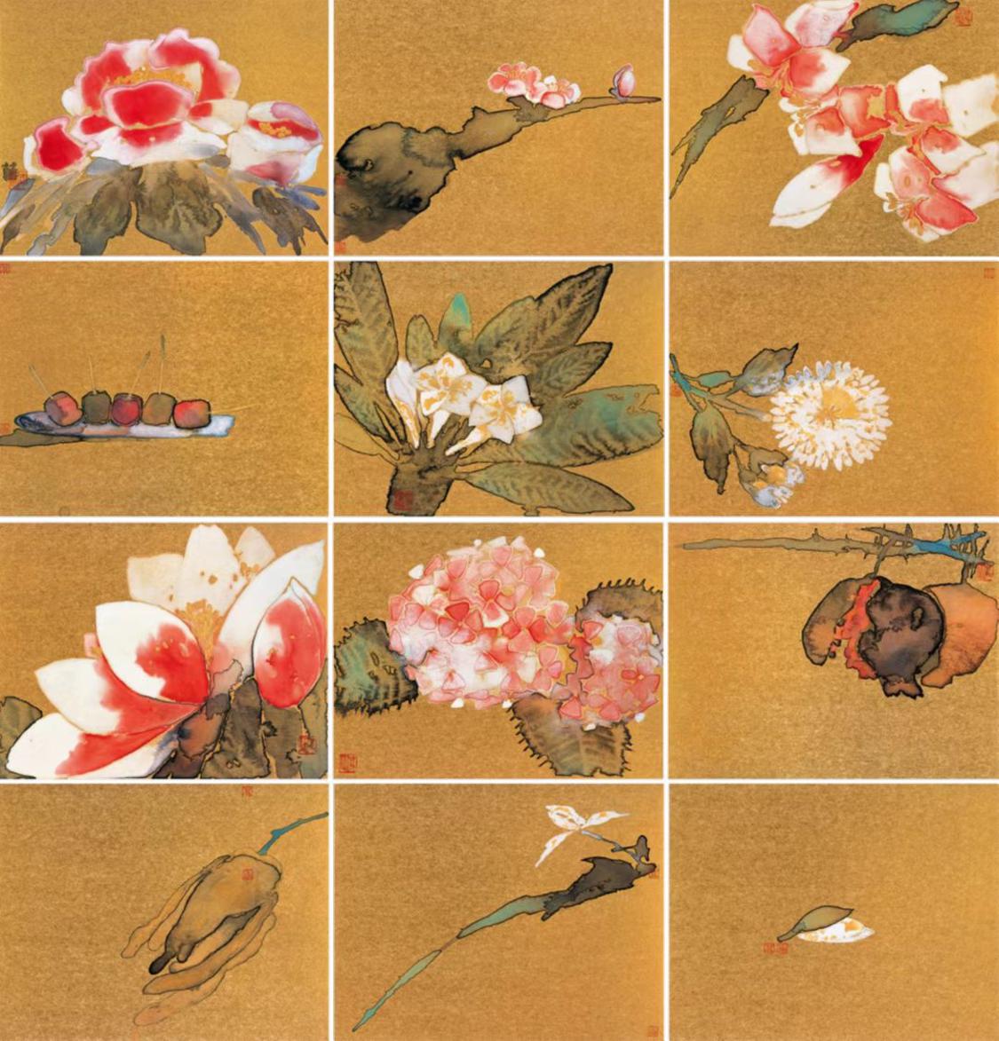 林蓝 四季吉祥系列 32x40cmx12 金箔设色 2014年.jpg