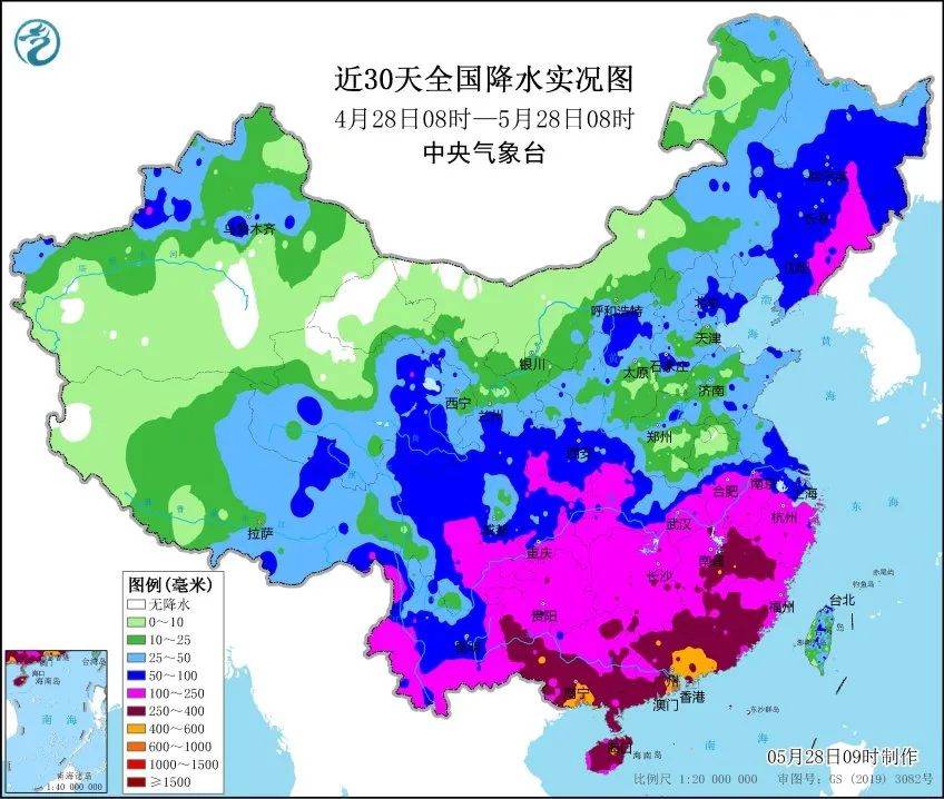 4月30日至5月30日,南方大部降雨明显,其中广西、海南、广东、福建等部分地区的降雨最为突出。.jpg