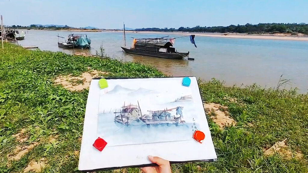 速写(水墨画)。 速写(水墨画)。