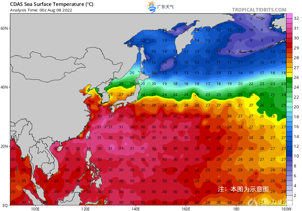 当前南海的海温高达30~31℃,较常年同期偏高,十分有利于台风发展。.png