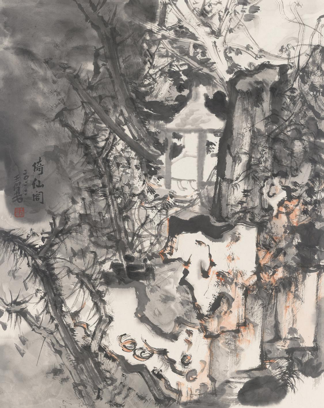 王保安 倚仙阁 61x48.5cm 纸本设色 2022年.jpg
