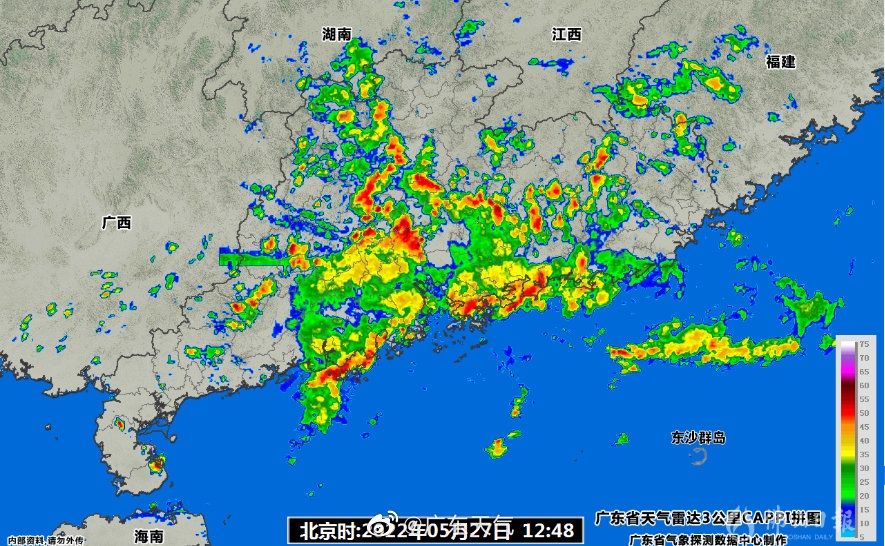 4月27日下午雨水北抬东移，我省多地降水持续且对流明显。.jpg