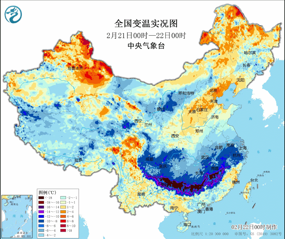 2月21日至22日寒潮逐渐南下影响我省。.gif
