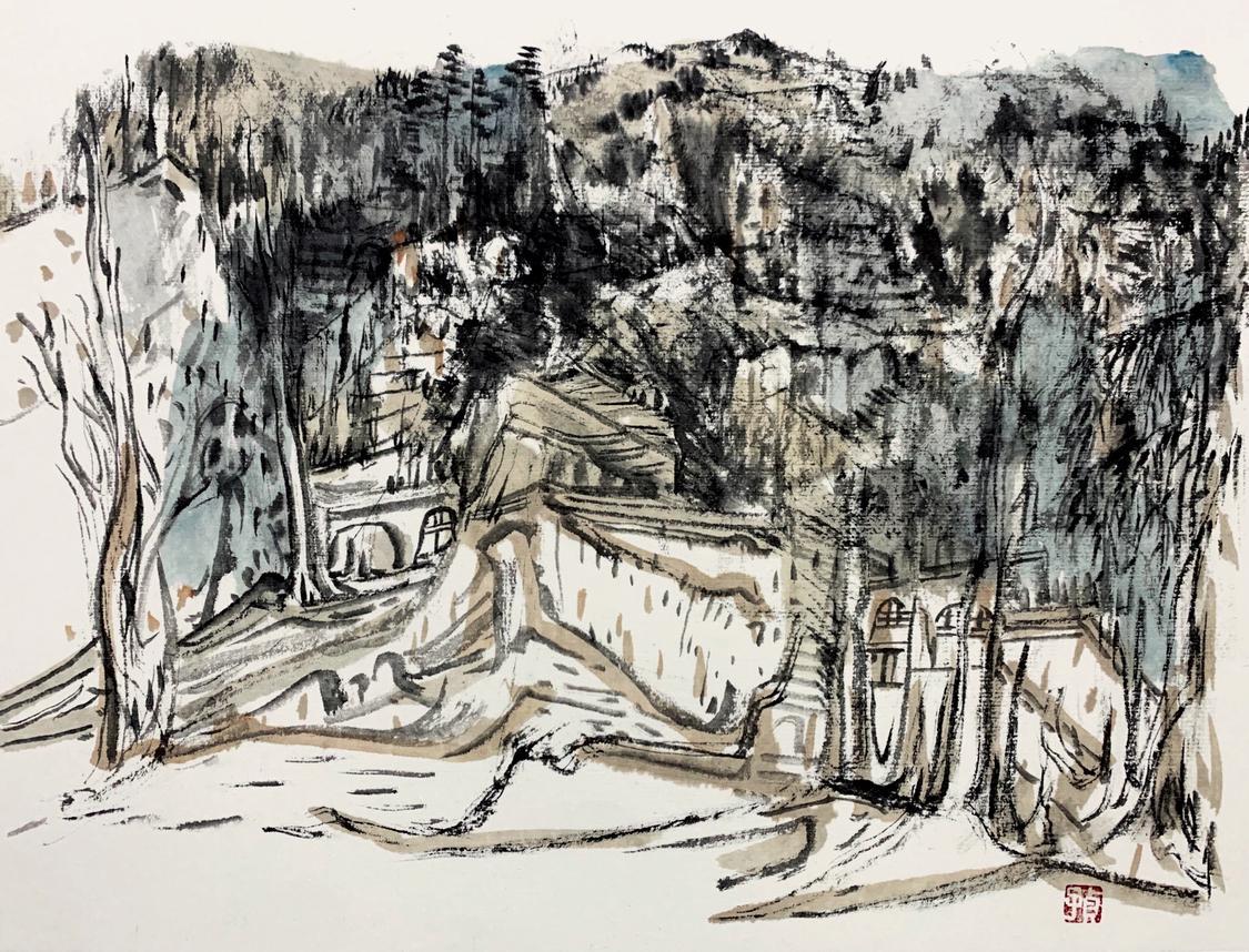 卢贞 塬上 32×45cm 纸本设色 2022年+.jpg