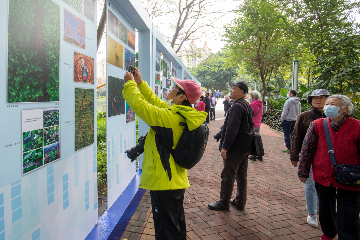 市民在参观摄影展。佛山日报记者周春 符诗贺摄