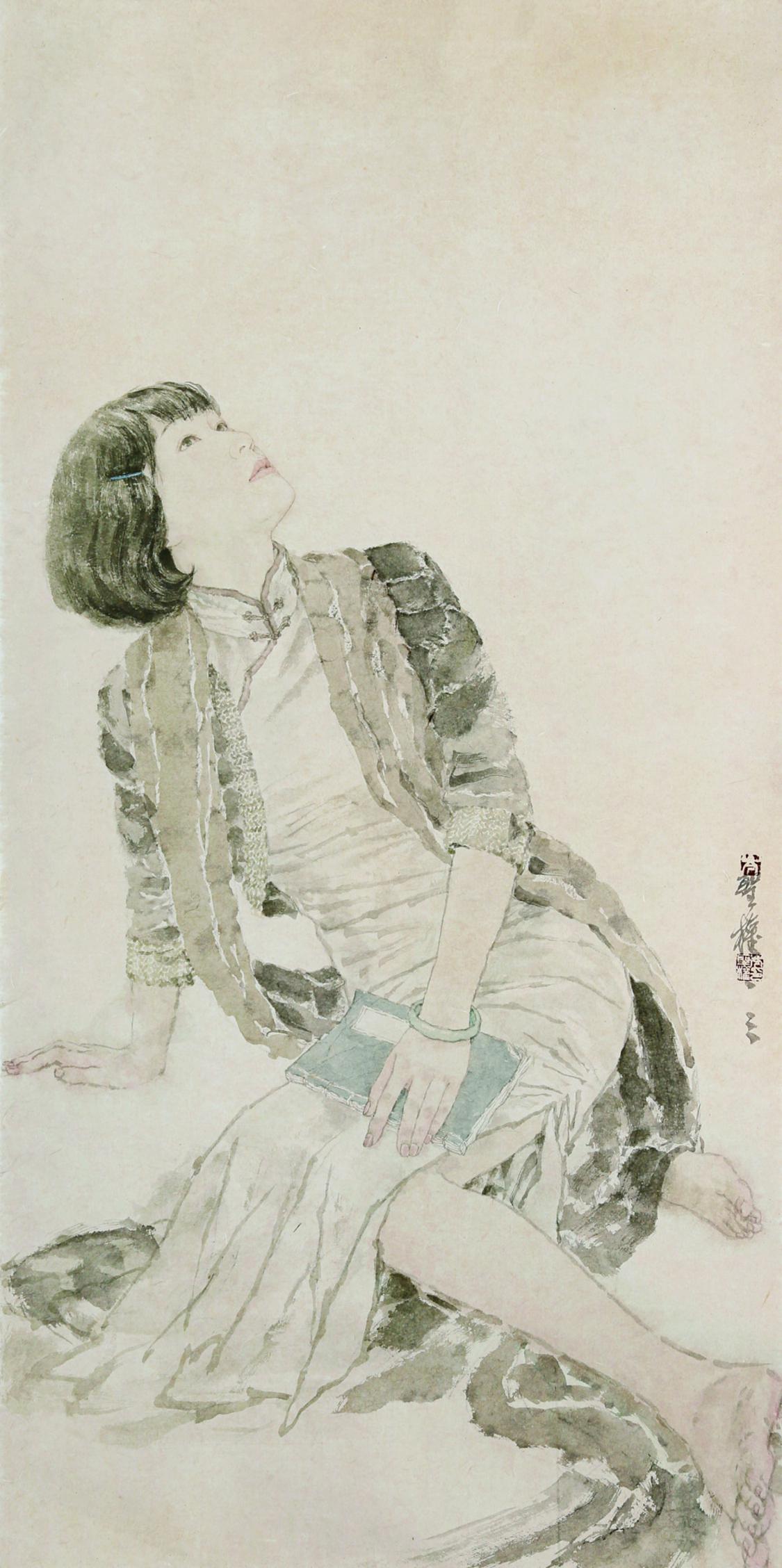 05岑圣权--民国女性2(国画)--138×69cm.jpg