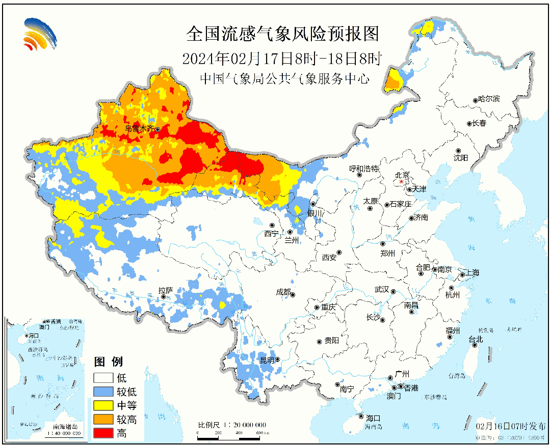 全国流感气象风险预报图(2月17日08时至24日08时).gif