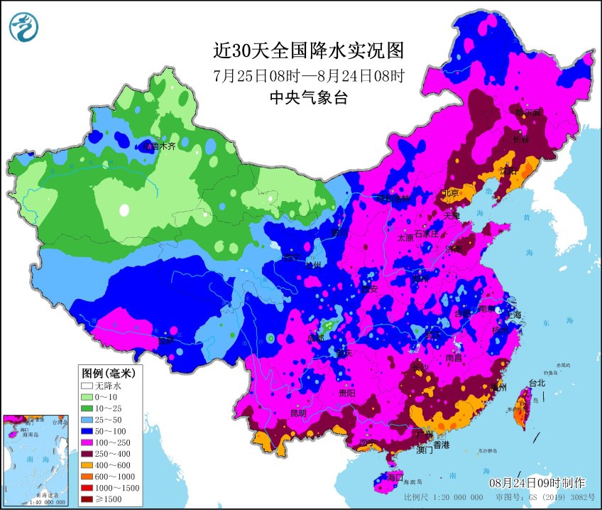 近30天全国降水实况图。.jpg