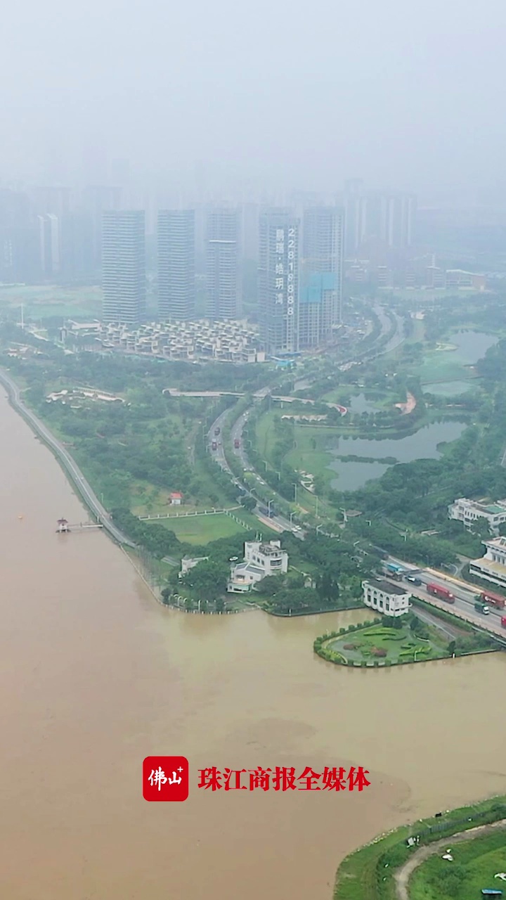 视频｜顺德江河水位上涨，市民做好个人防护