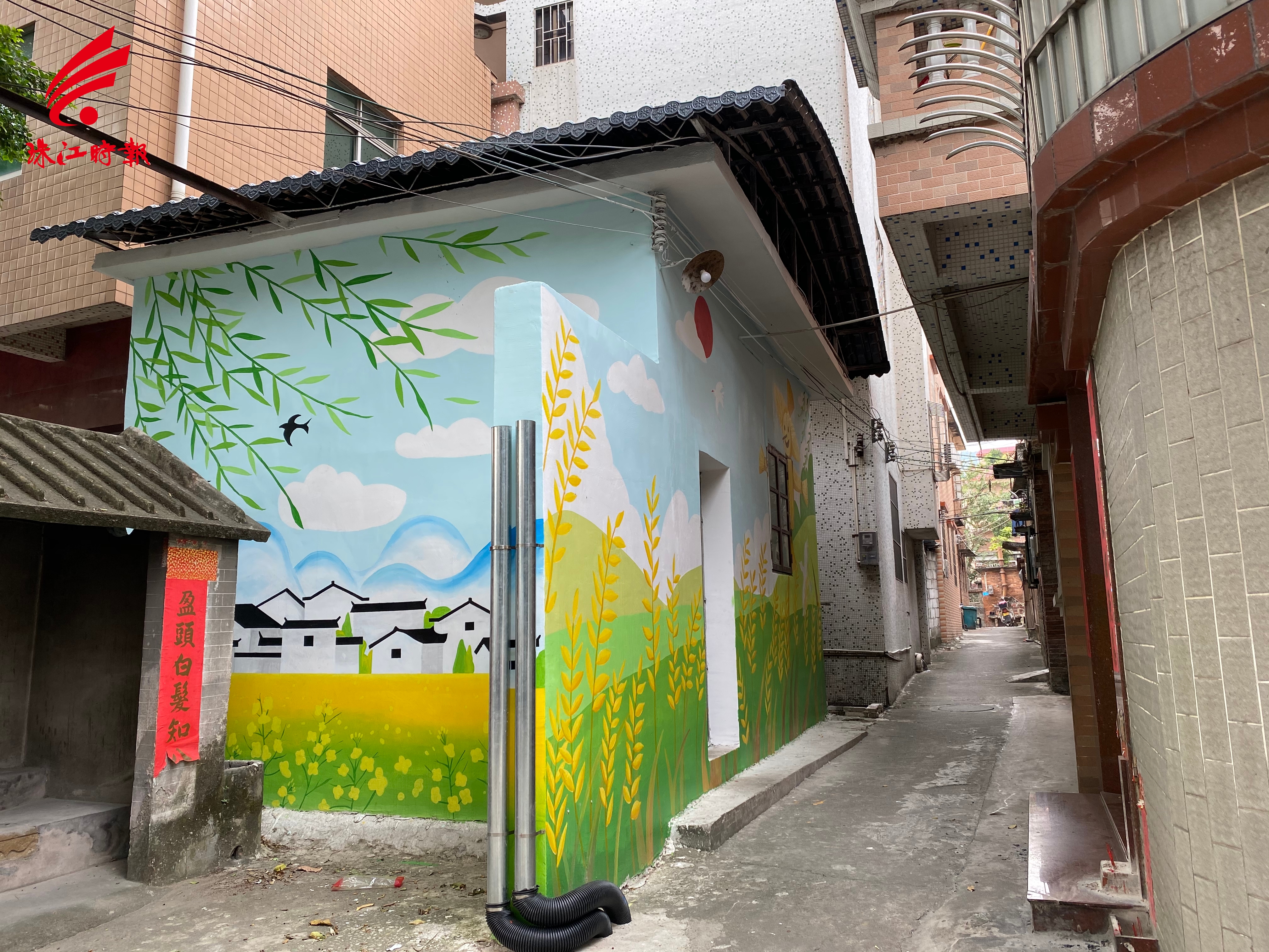 岭南特色文化墙绘跃上西樵环山片村屋墙面