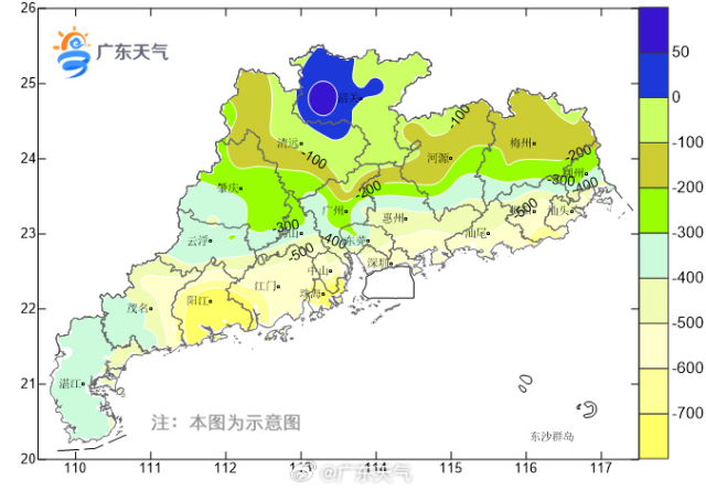 图为4月1日以来广东各市县累计降水量
