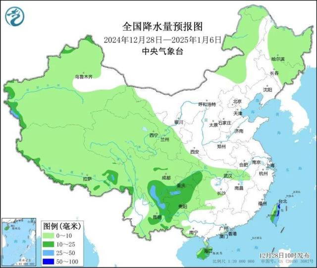 △未来十天降水量预报图,很是“干净”