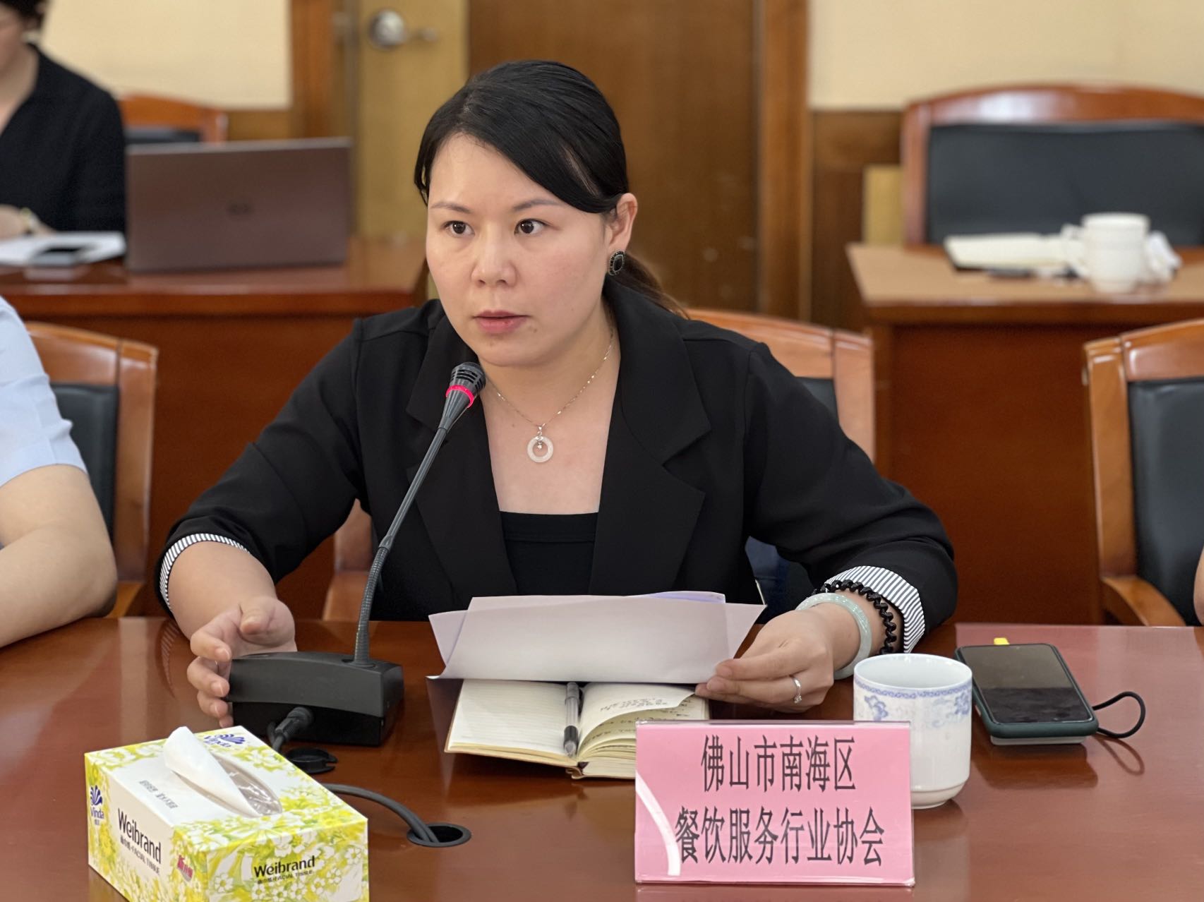 会商会议现场,协会代表之一在发言.jpg