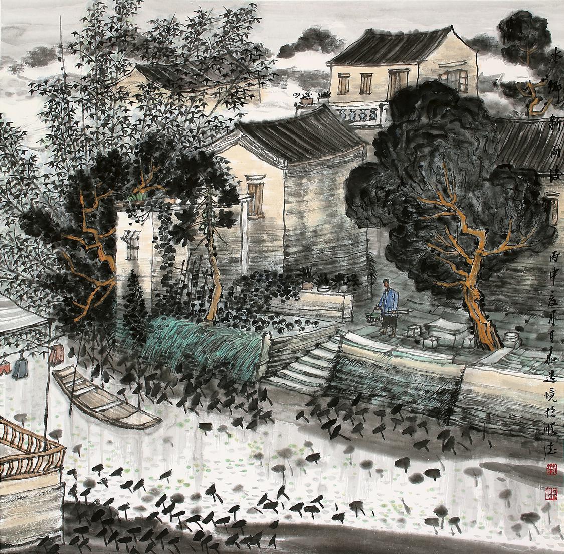 3.叶其嘉 水乡新雨后 68x68cm+ 纸本设色 2016年.jpg